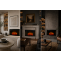 Електрокамін з обігрівом Royal Flame Panoramic 33W LED FX N зі звуком, дровами, цегляною кладкою, ефектом тління, напівкруглий, розмір 866x500x350