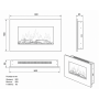 Електрокамін настінний Electrolux EFP/W-1150URLS з обігрівом, напівкруглим склом, реалістичним ефектом полумʼя, зі звуком, дровами та білим камінням, розмір 650x520x114