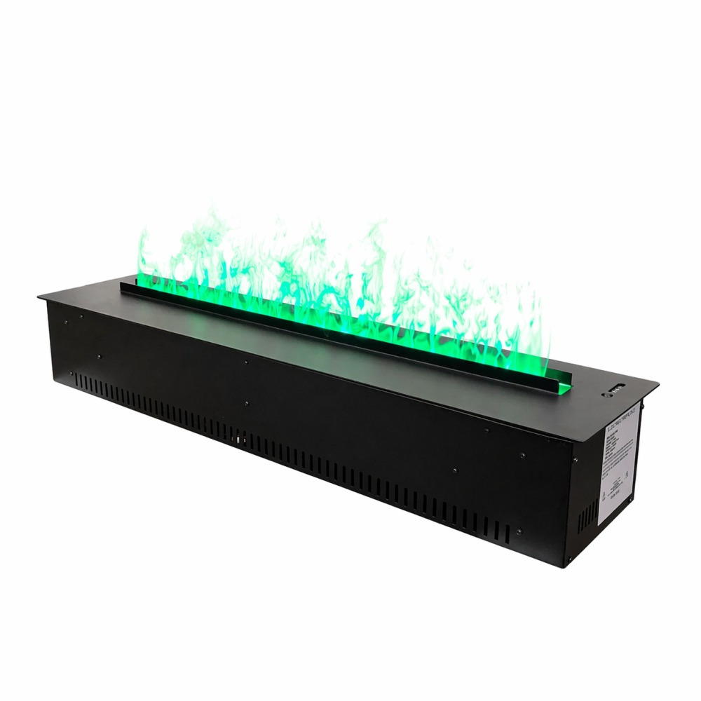 Електрокамін паровий A-Fire Cassette SF100 LOG Multicolor зі справжнім 3D ефектом полумʼя, звуком, дровами та кольоровим полумʼям, розмір 1012x271x232